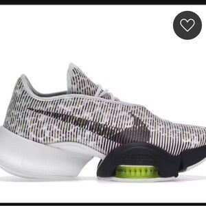 Nike White and Black Sneakers with Green Accent